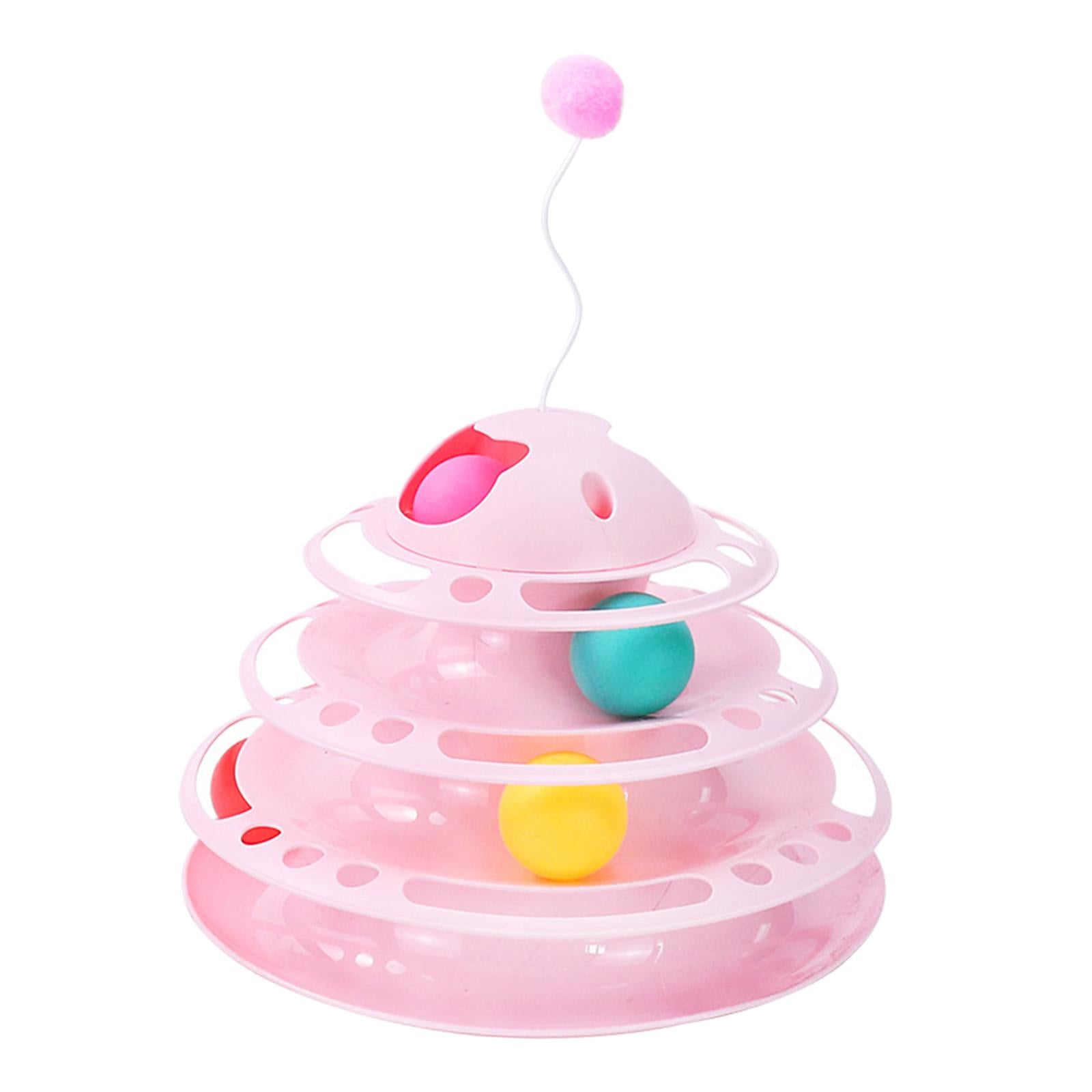 Cat Turntable Toys Ball Disk Interactive Toys Kitten Toy Plate Antenna Pink