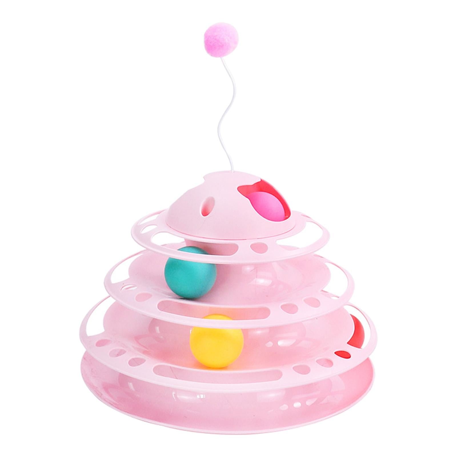 Cat Turntable Toys Ball Disk Interactive Toys Kitten Toy Plate Antenna Pink