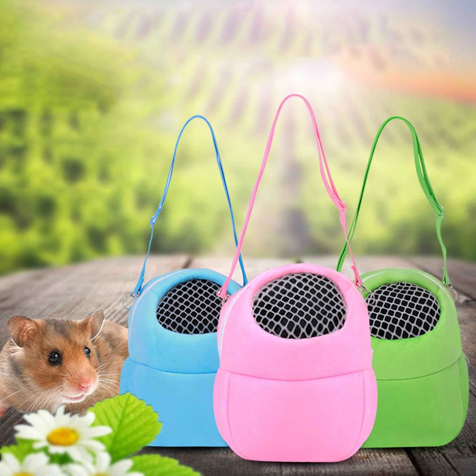 Pet Small Animal Carrier Bag Travel Warm Cage Hamster Pouch Blue 17x14cm