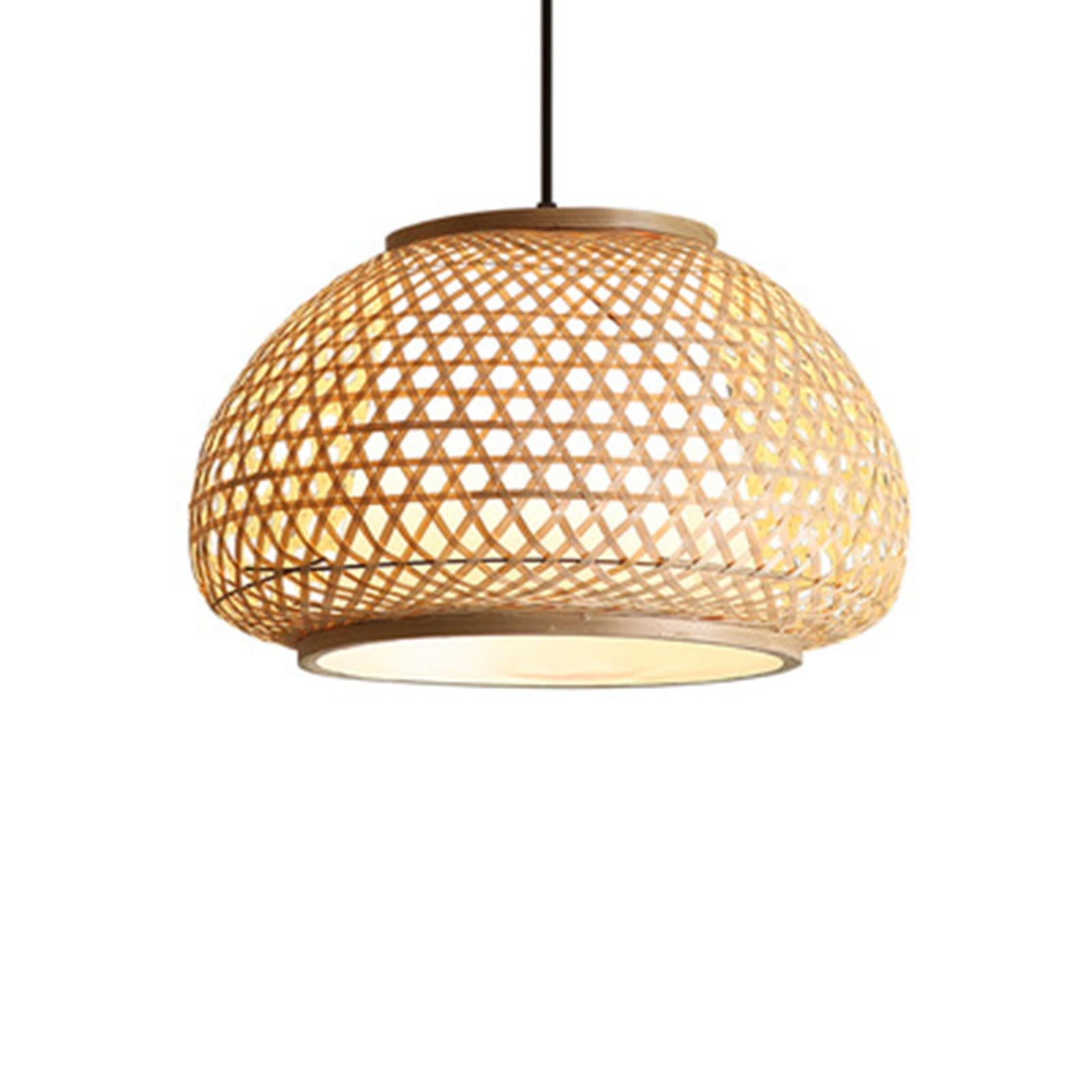 Bamboo Rattan Pendant Light Fixture Kitchen Ceiling Lamp Chandelier 60x30cm