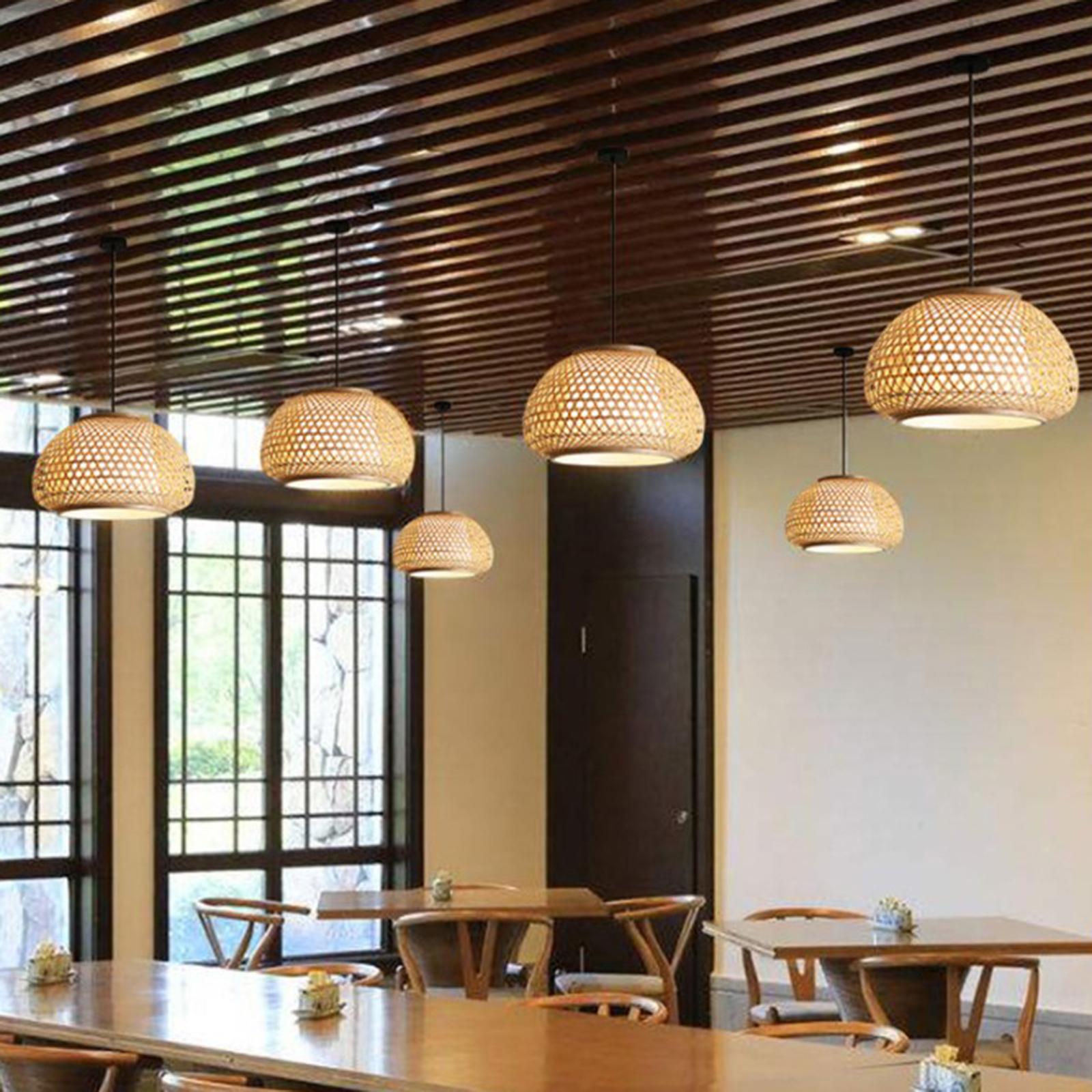Bamboo Rattan Pendant Light Fixture Kitchen Ceiling Lamp Chandelier 60x30cm