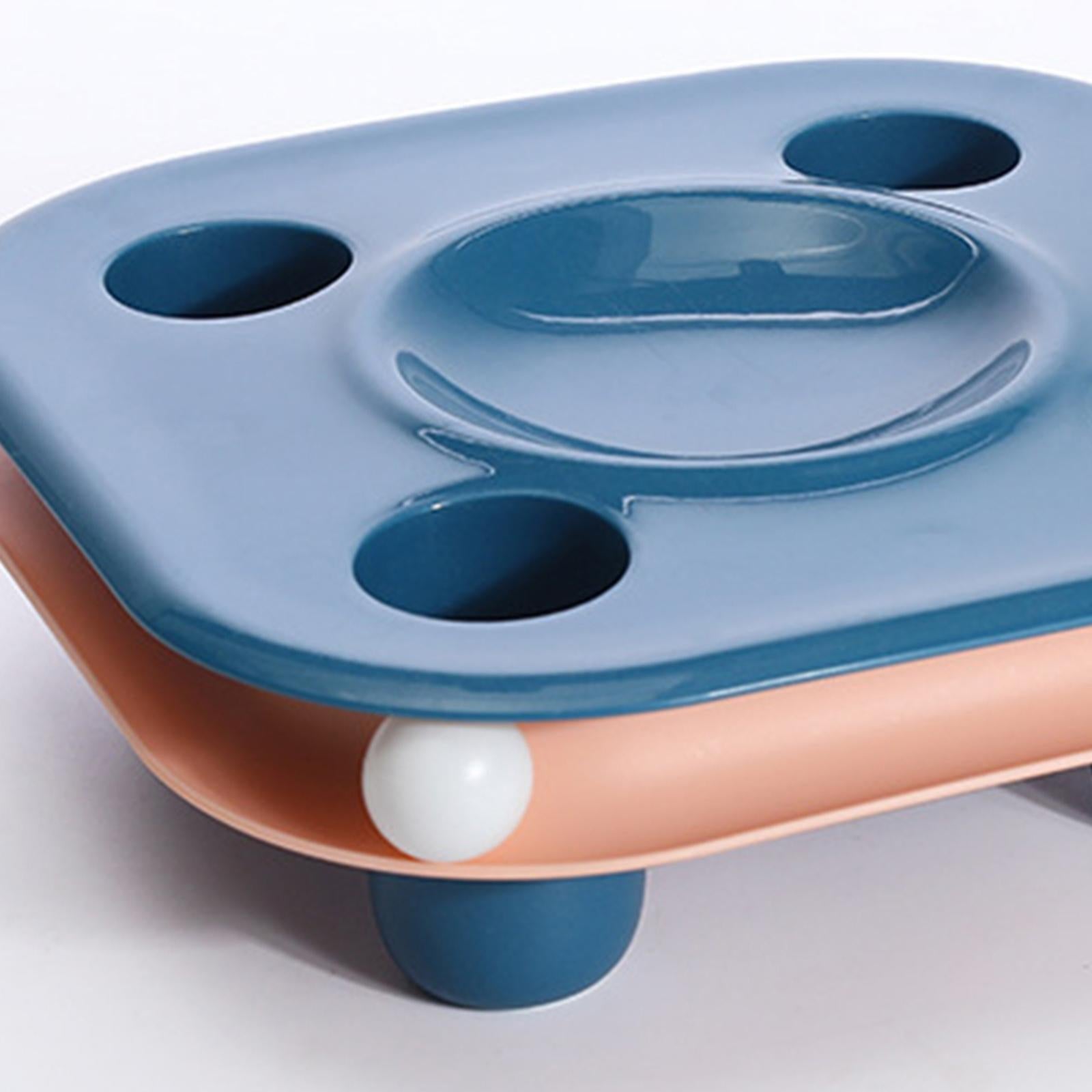 Colorful Cat Food Feeding Bowl Plastic Feeder Dish Slow Feed Indoor Blue