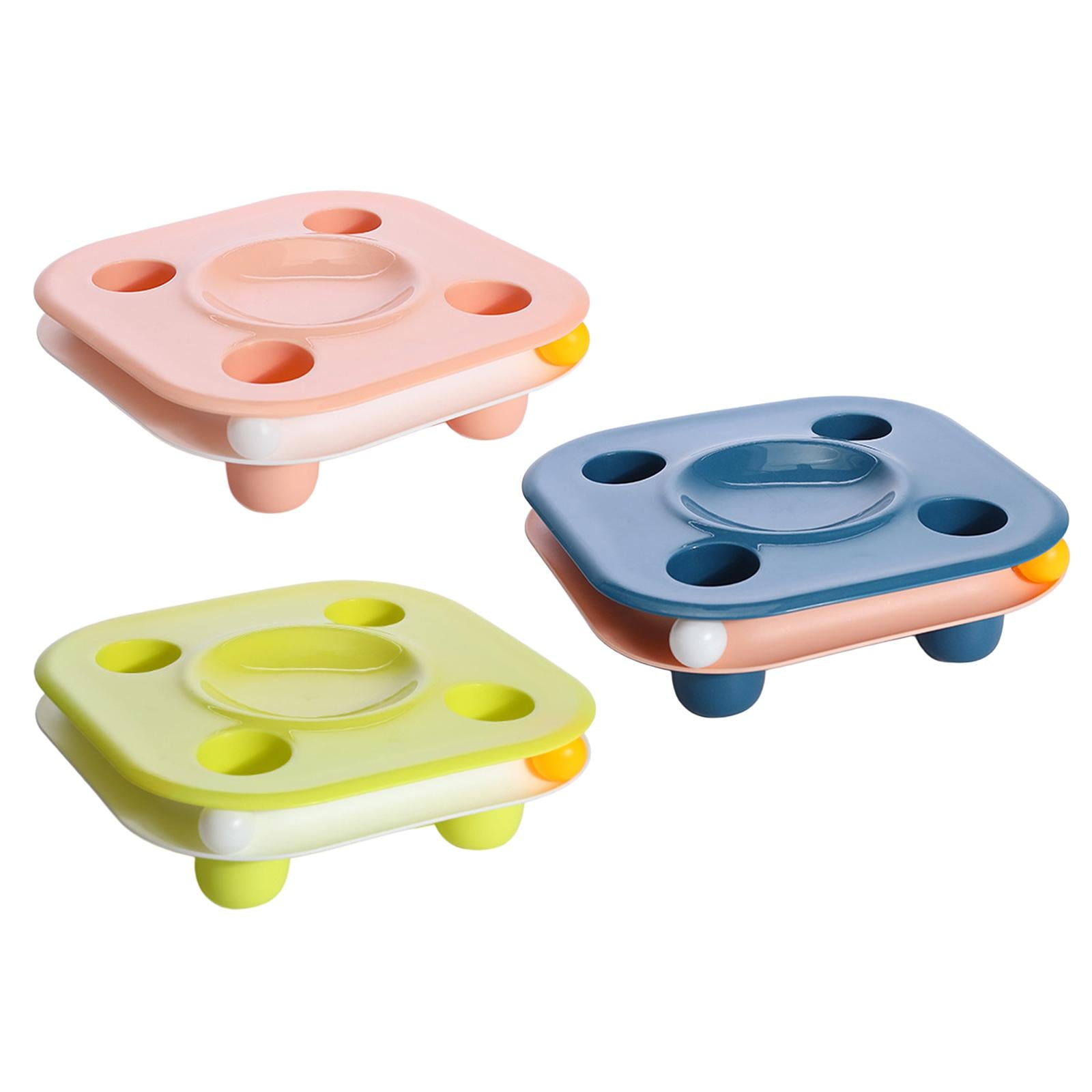 Colorful Cat Food Feeding Bowl Plastic Feeder Dish Slow Feed Indoor Blue