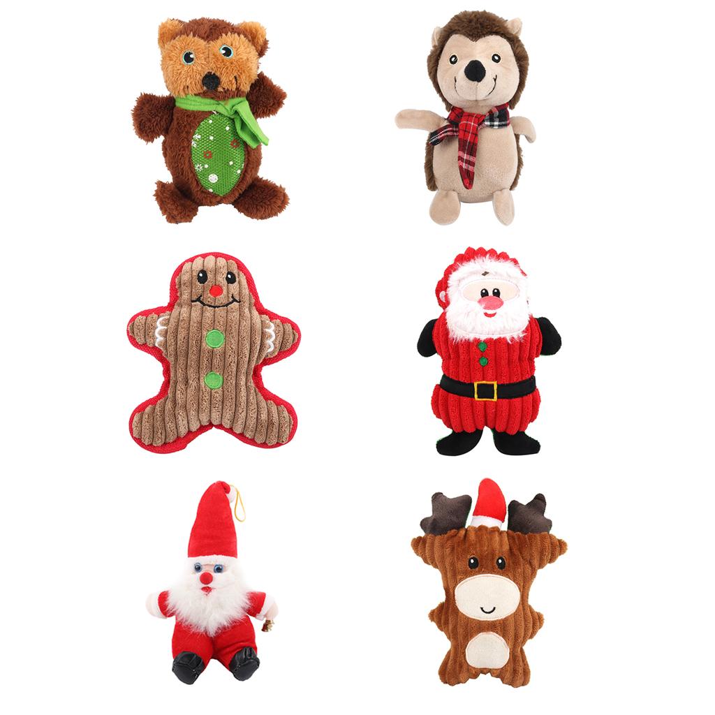 Dog Squeaky Toys Plush Toy Cat Dog Fun Interactive Squeaker Santa Claus
