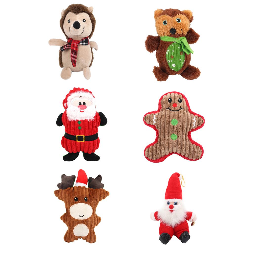 Dog Squeaky Toys Plush Toy Cat Dog Fun Interactive Squeaker Santa Claus