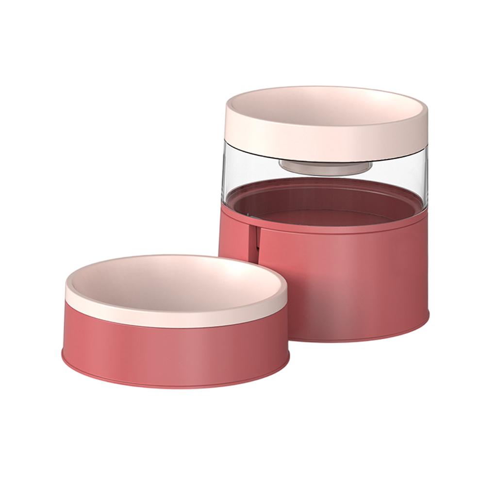 Anti-slip Durable Dog Cat Bowls Automatic Double Feeder for Cat Drinking 1L Pink