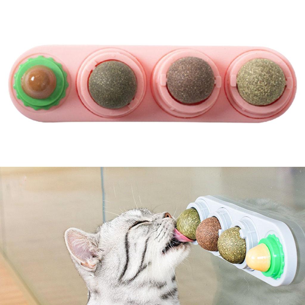 Catnip Balls Natural Removable for Teeth Grinding Cat Ball Toy Pink