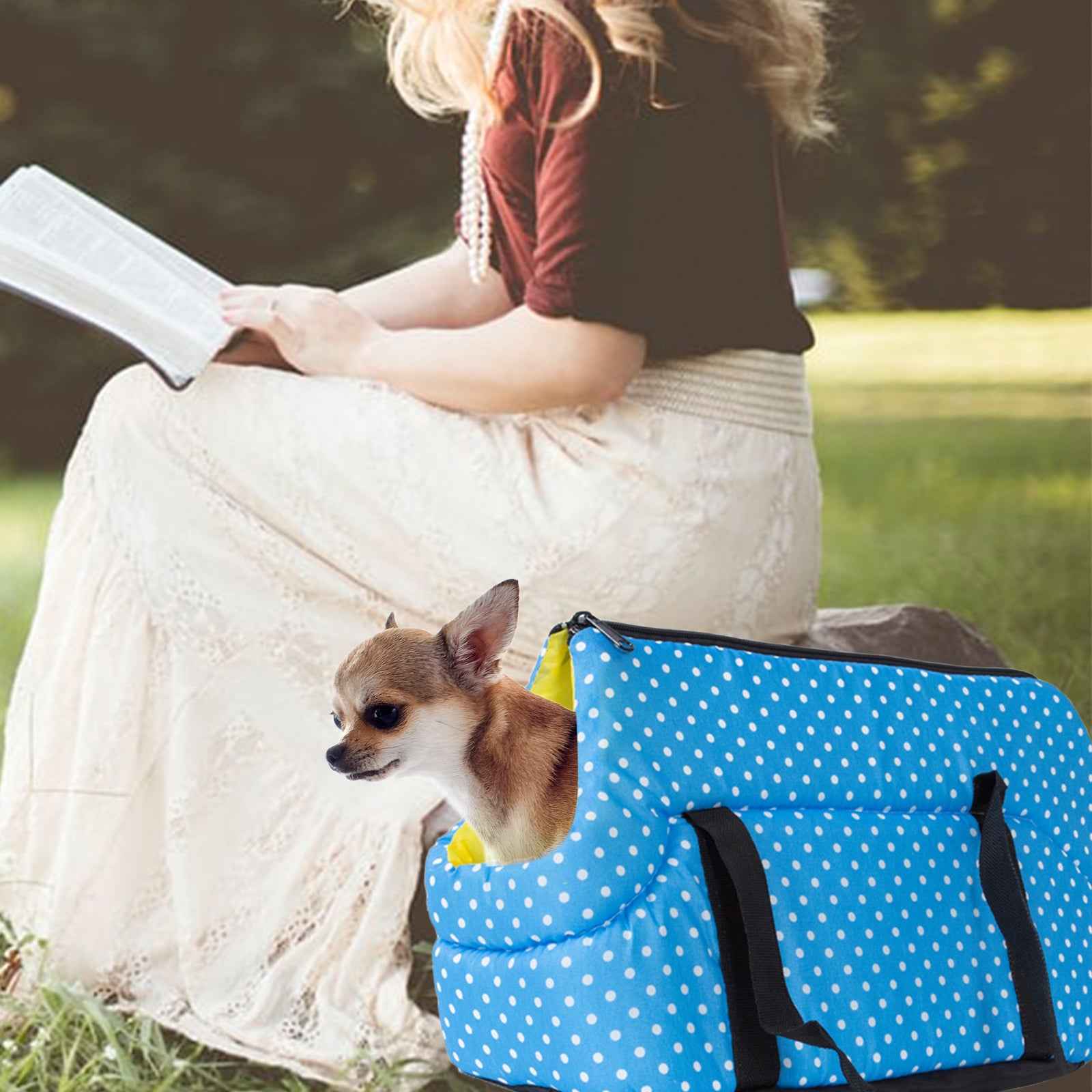 Dog Carrier Bag Cozy Sling Tote Soft Sided for Pet Cat Puppy Big Blue