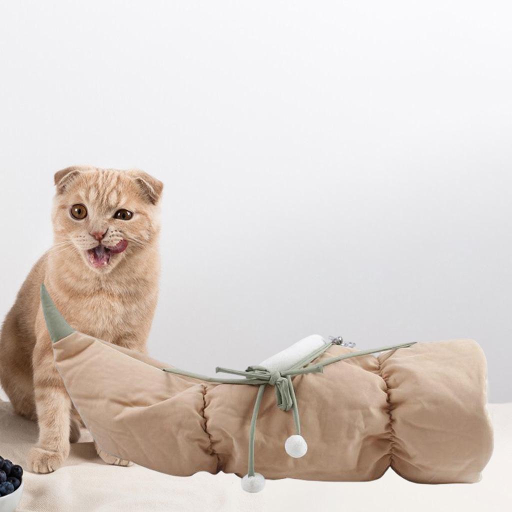 Collapsible Cat Tunnel Bed Pet Sleeping Bag Hanging Hammock for Indoor Home White