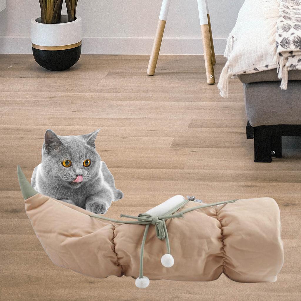 Collapsible Cat Tunnel Bed Pet Sleeping Bag Hanging Hammock for Indoor Home White