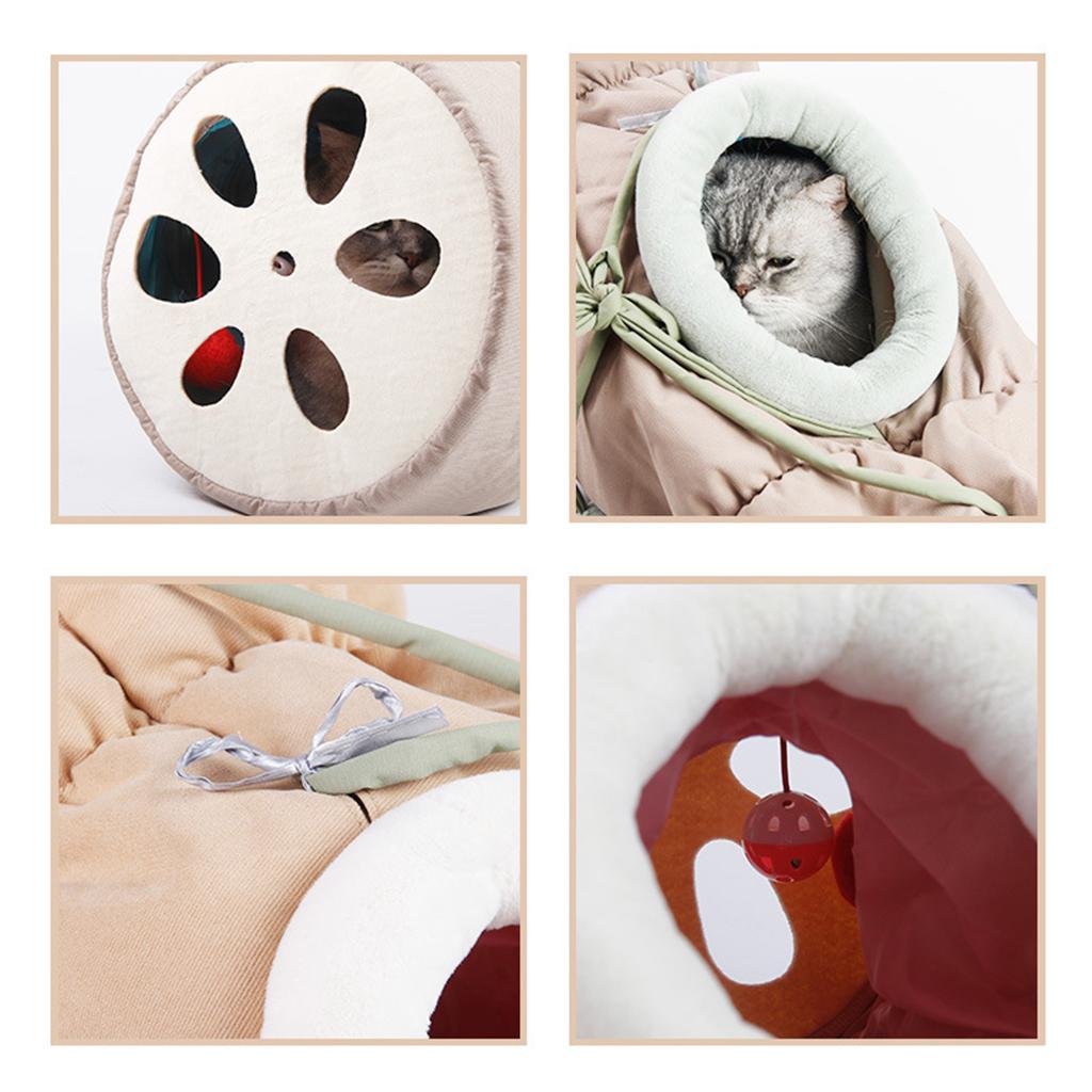 Collapsible Cat Tunnel Bed Pet Sleeping Bag Hanging Hammock for Indoor Home Green