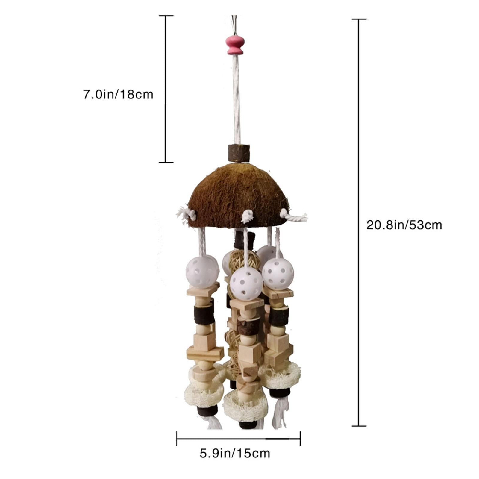 Bird Chewing Toy Large Hanging Wood Natural for Love Birds Cockatoos Macaws