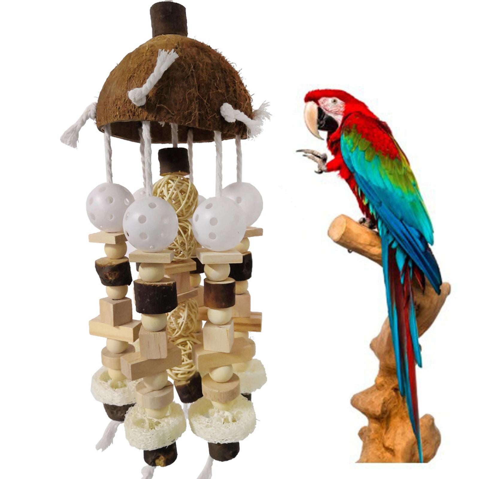 Bird Chewing Toy Large Hanging Wood Natural for Love Birds Cockatoos Macaws