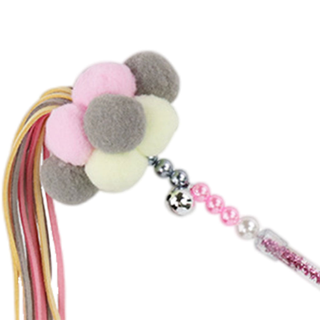 Colorful Funny Cat Stick Pet Bell Kitten Training Supplies White Gray Pink