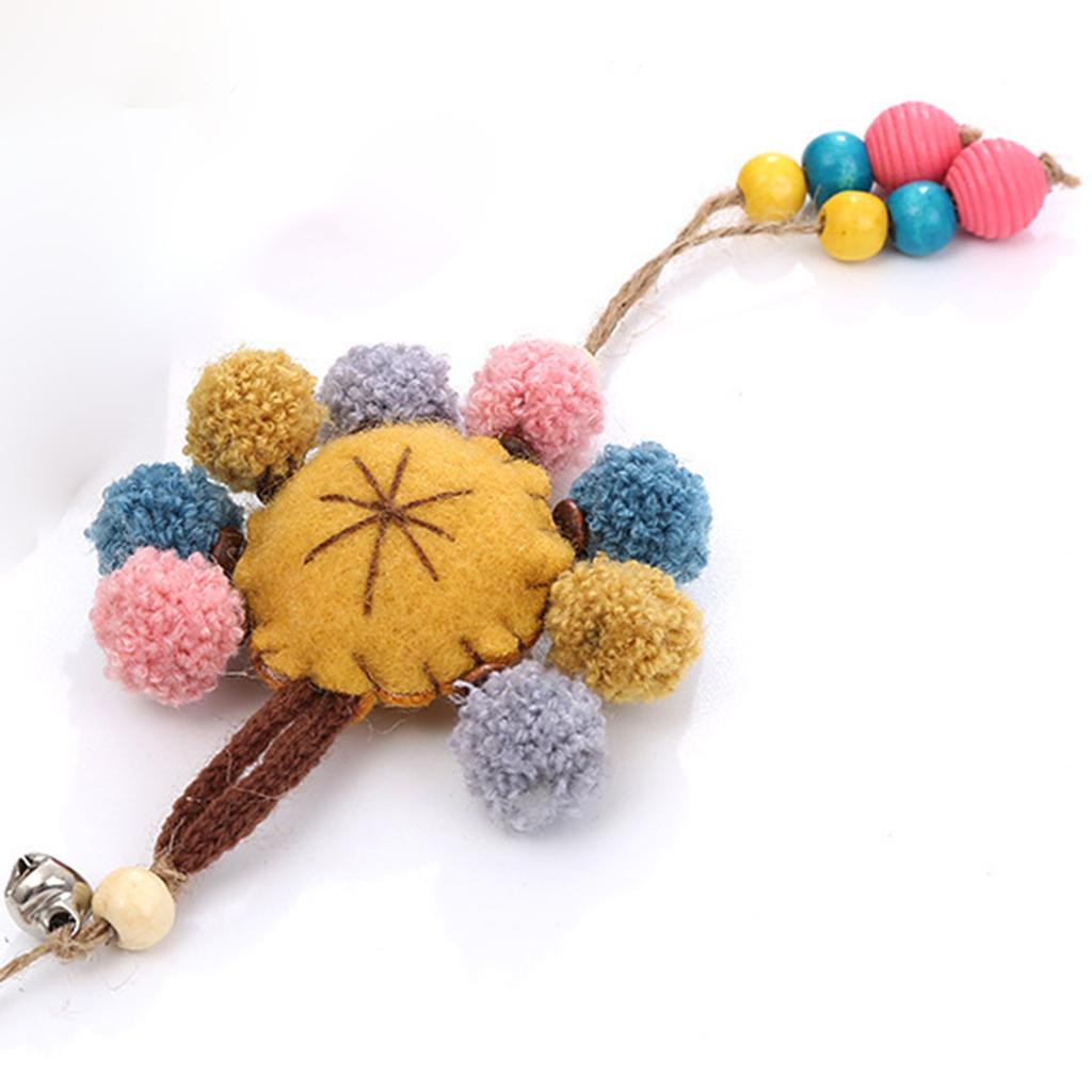 Cat Teaser Toy Funny Interactive Cat Toys Wood Ring Hanging with Bell Flower