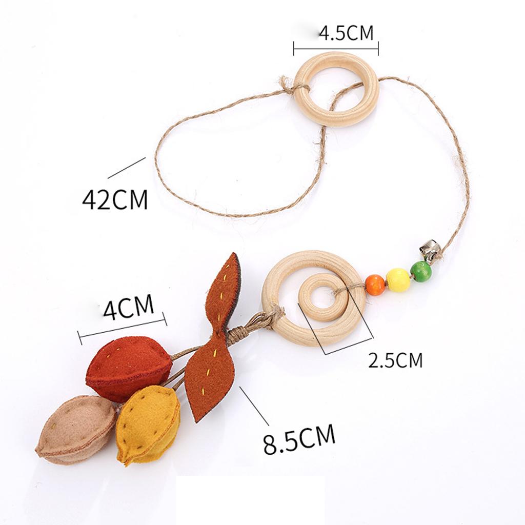 Cat Teaser Toy Funny Interactive Cat Toys Wood Ring Hanging with Bell Fruit