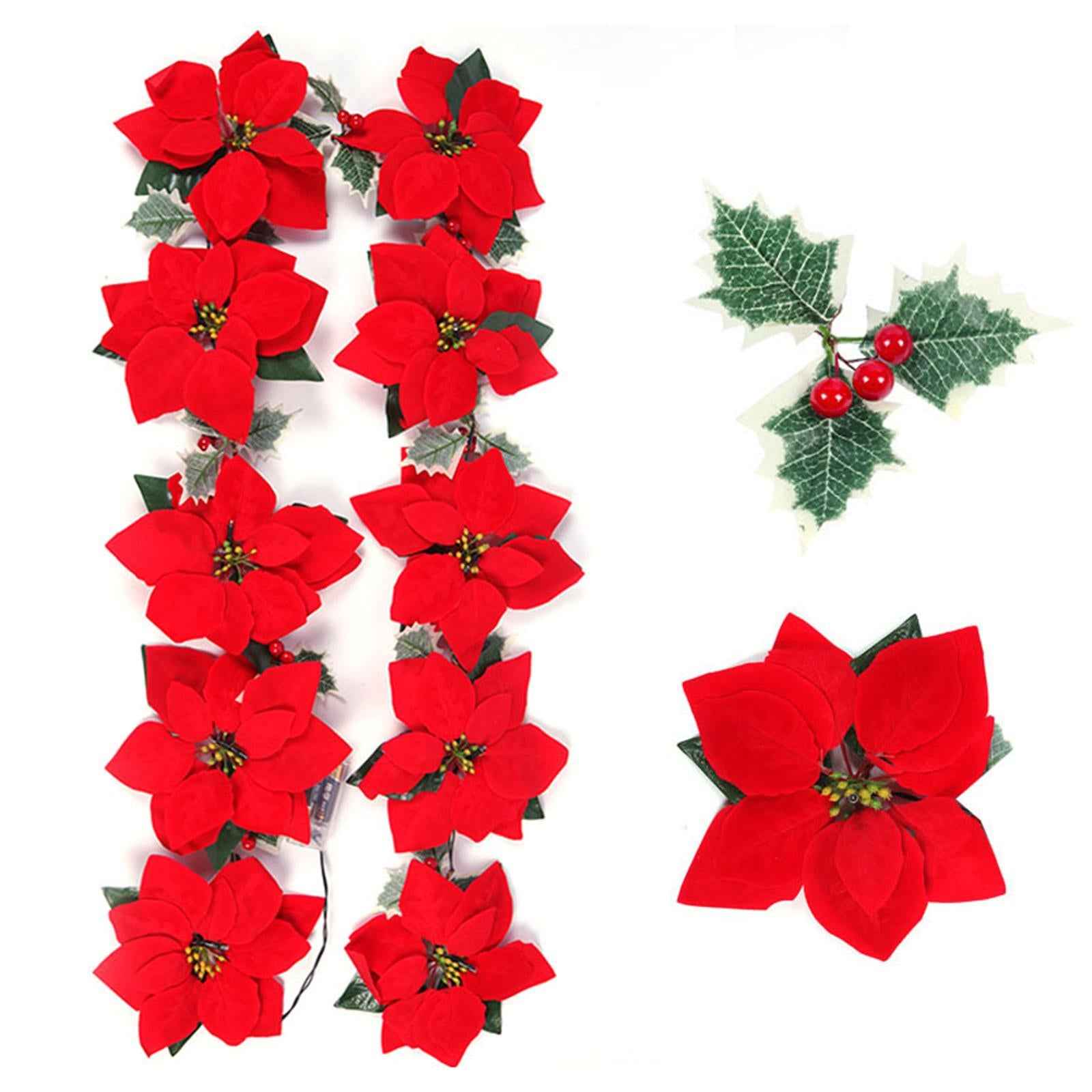 LED Christmas Poinsettia Fairy String lights Flower Garland Christmas Decor 2m 10LED