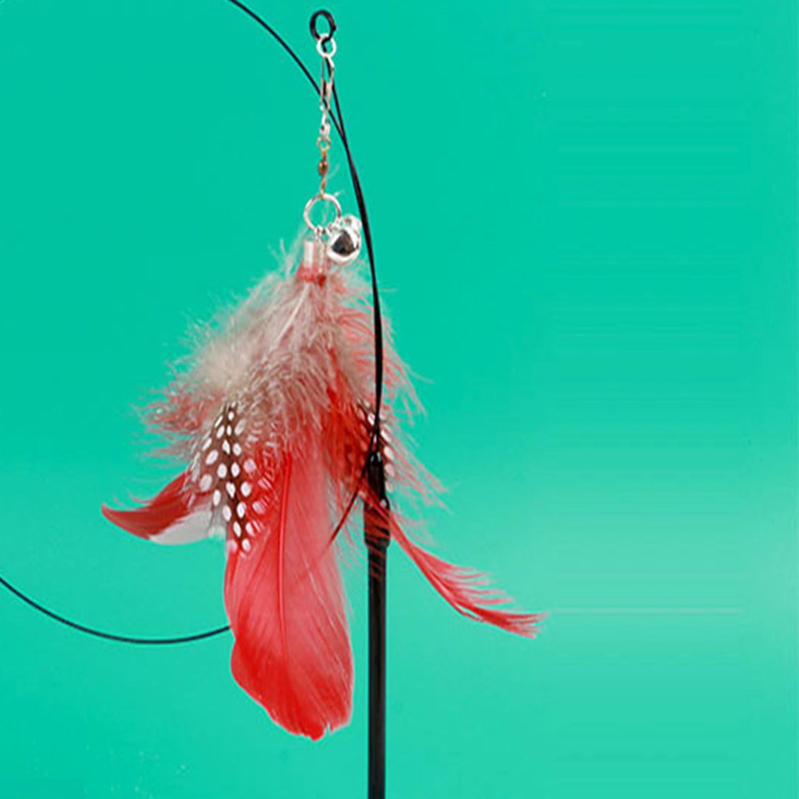 Cat Stick Toy with Suction Cup Long Pole Bells Steel Wire Catcher Play Gift Red