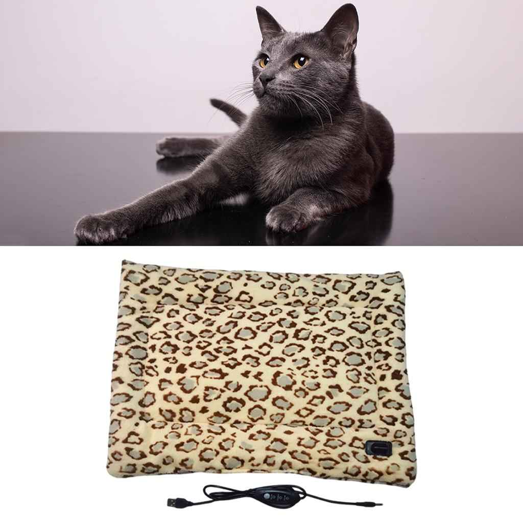 Pet Heating Pad Electric Blanket Heated Mat Warming Bed Three Grade Leopard