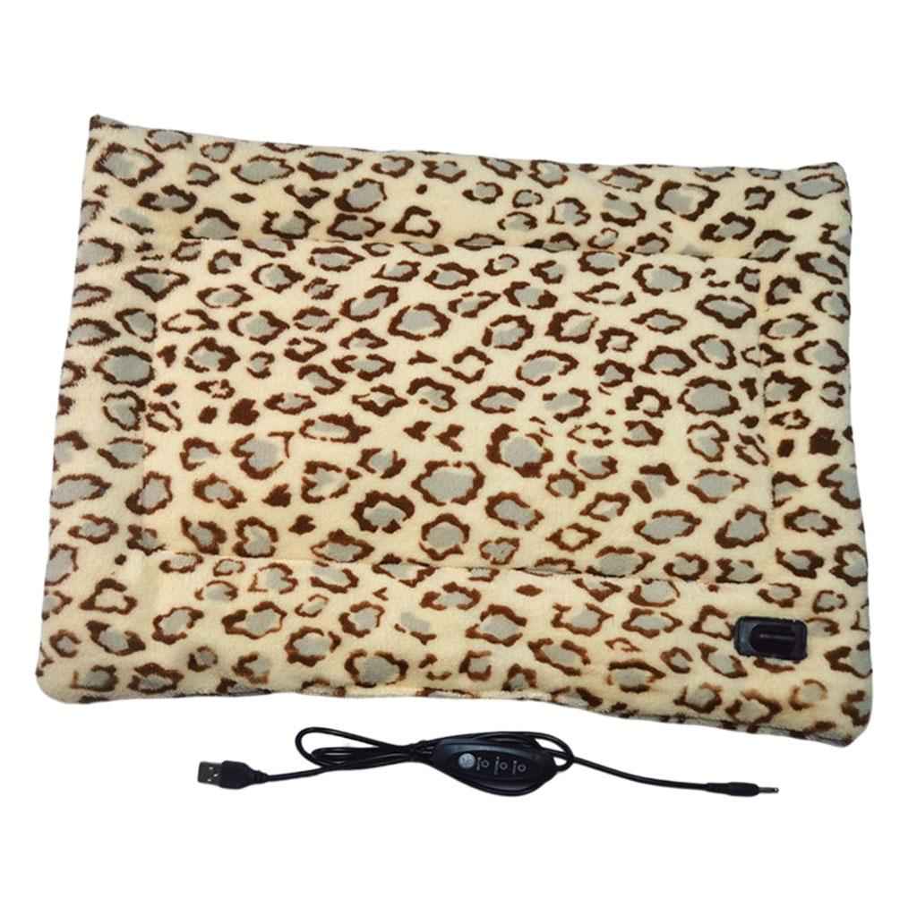 Pet Heating Pad Electric Blanket Heated Mat Warming Bed Three Grade Leopard