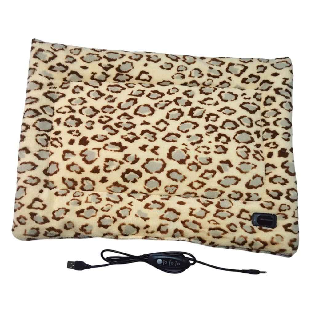 Pet Heating Pad Electric Blanket Heated Mat Warming Bed Three Grade Leopard