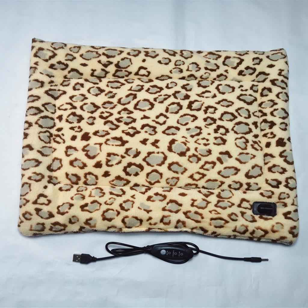 Pet Heating Pad Electric Blanket Heated Mat Warming Bed Three Grade Leopard