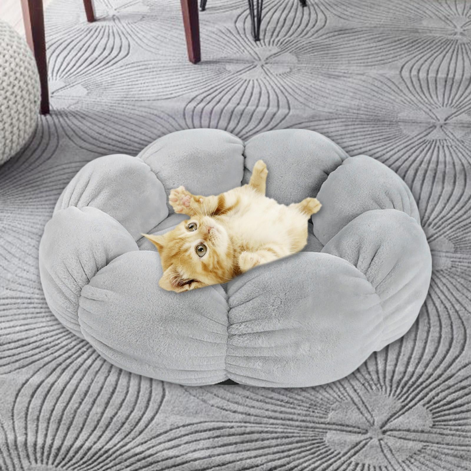 Cat Bed Basket Dog Soft Plush Pad Pets Supplies Grey S