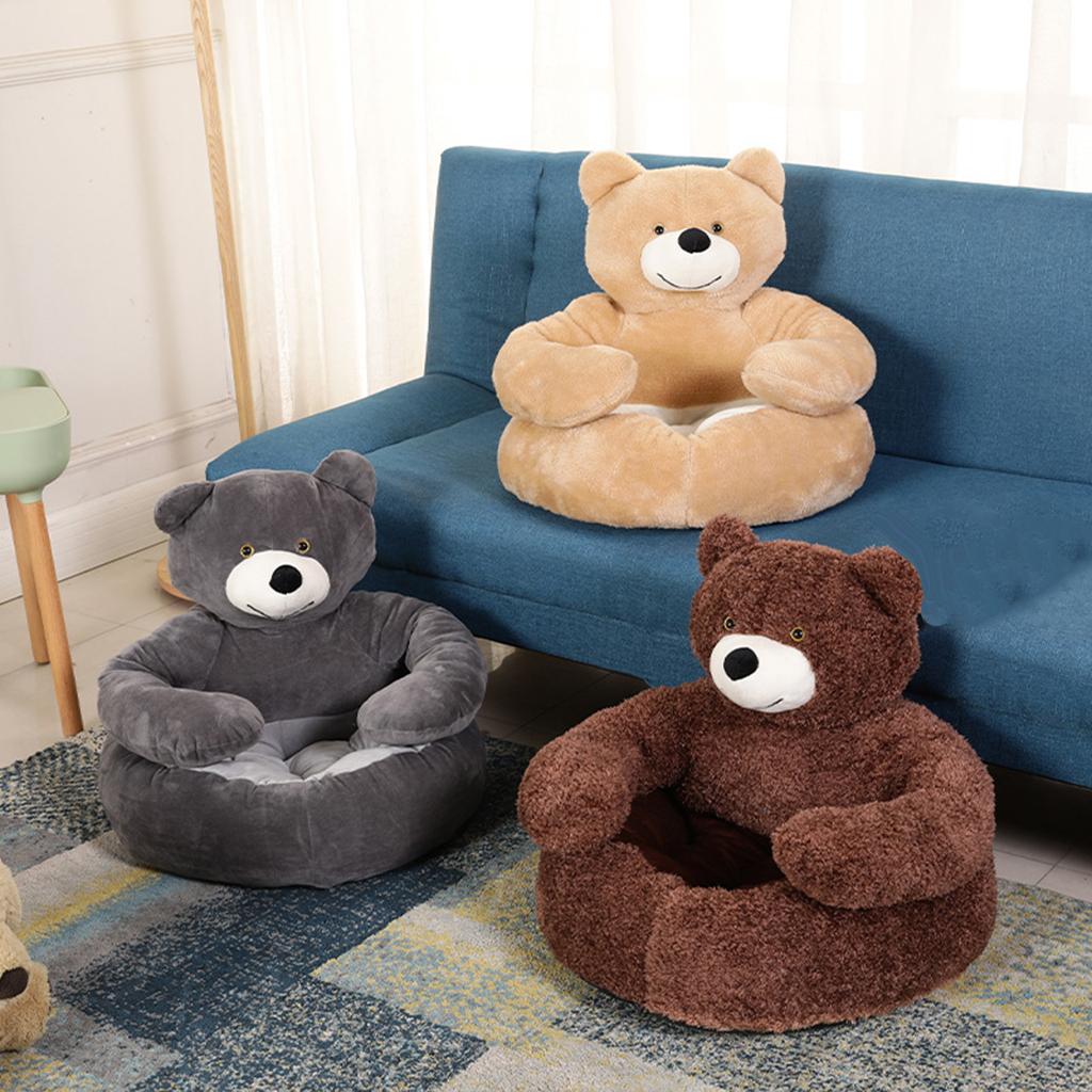 Bear Hug Cat Dog House Bed Kitten Pet Soft Fleece Puppy Cosy Kitten Bed Sofa Gray 50cm