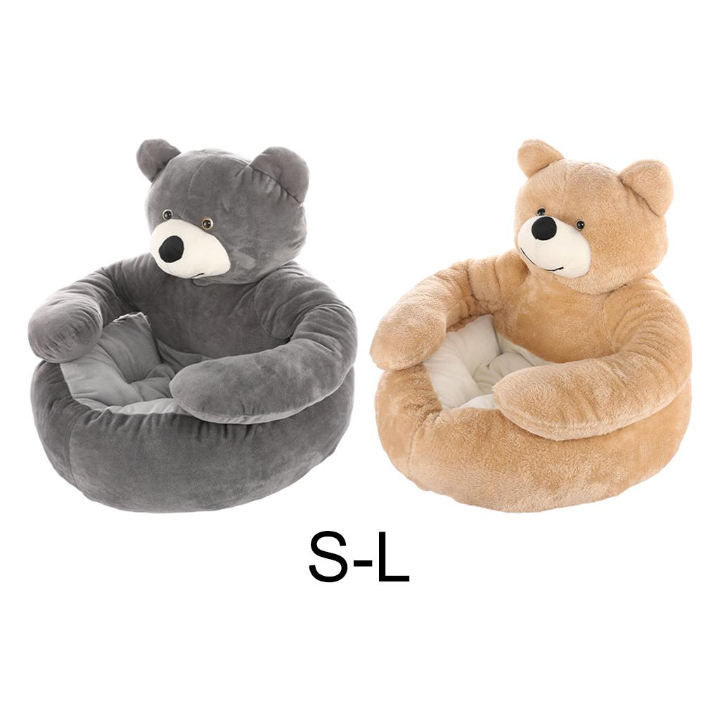 Bear Hug Cat Dog House Bed Kitten Pet Soft Fleece Puppy Cosy Kitten Bed Sofa Gray 50cm