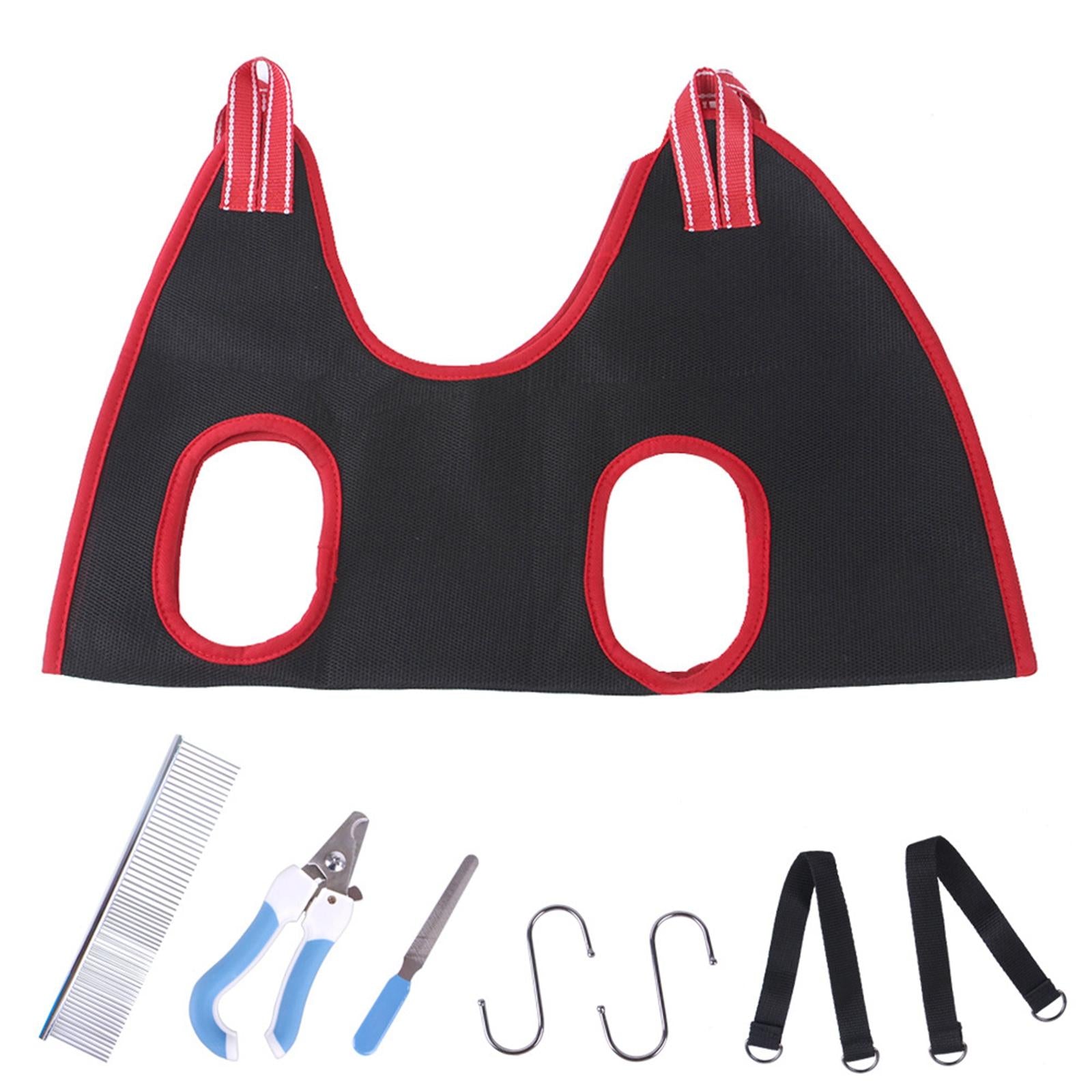Breathable Pet Grooming Hammock Helper Restraint Bag Cats Examine Red M