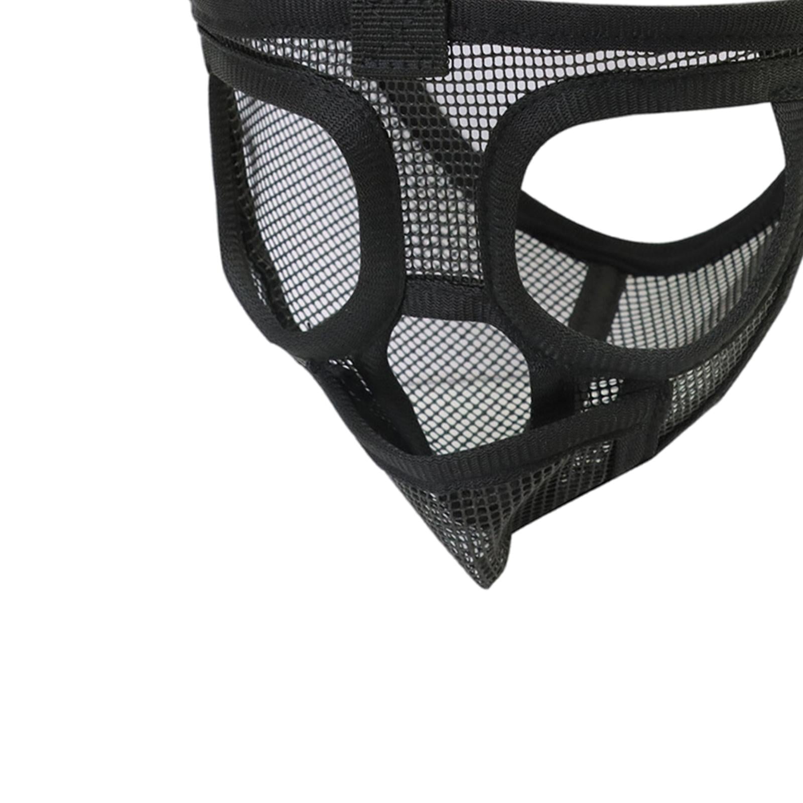 Adjustable Pet Dog Mask Anti Bark Bite Chewing Mesh Mouth Muzzle Grooming Tongue Out Black M