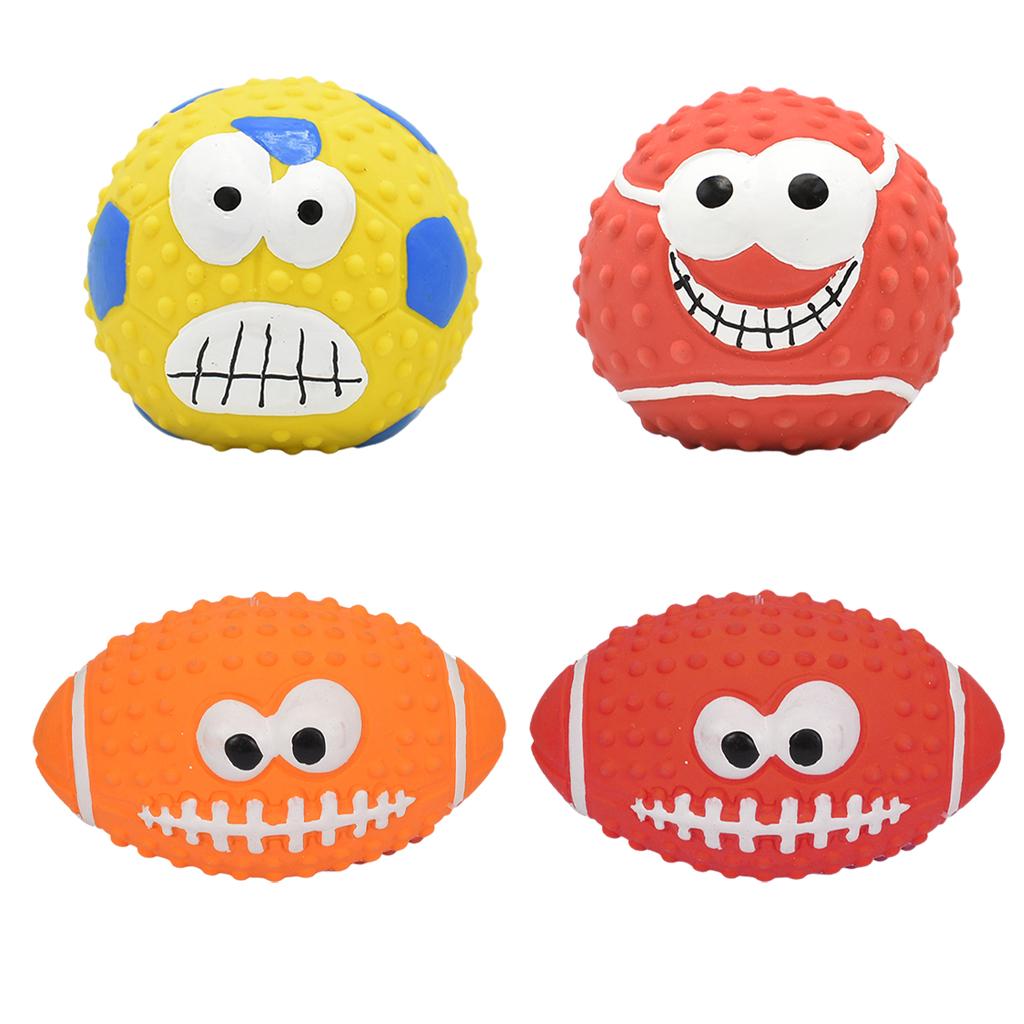 Dog Chew Toy Bite Resistant Rubber Squeaky Ball Bite Toy Teething Exercise Yellow Football