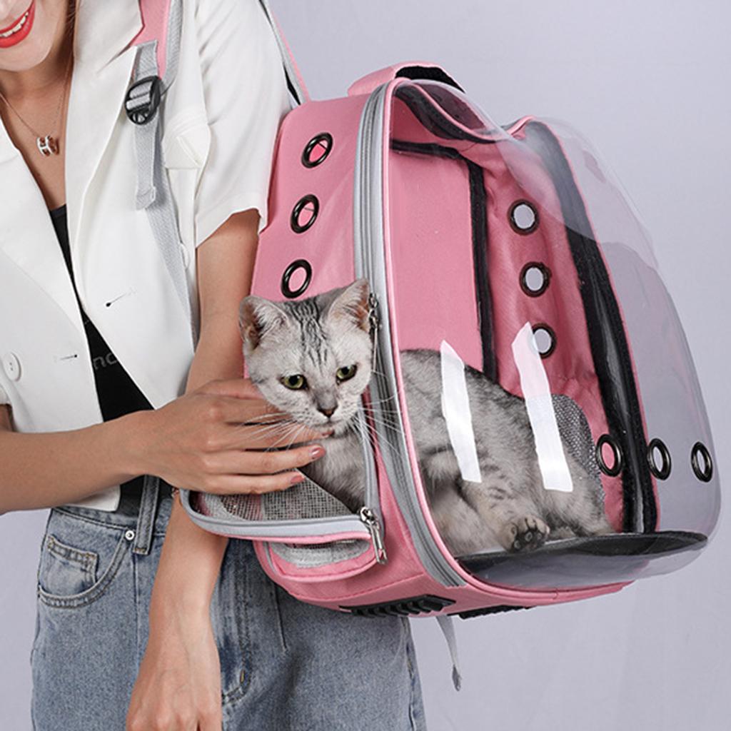 Cat Dog Backpack Oxford Cloth Pet Carrier Handbag for Puppy Pink