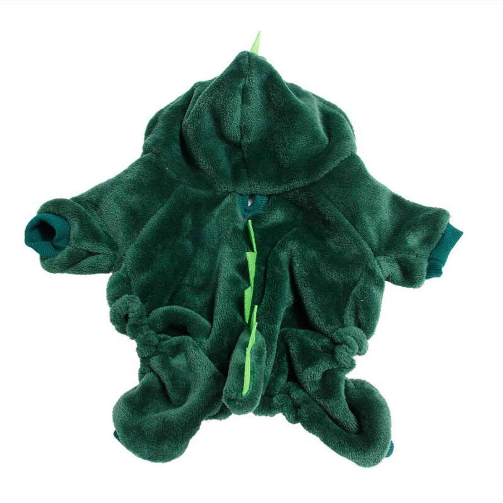 Dog Clothes Dinosaur Jumpsuits Fleece Hoodie Pajamas Jacket Cute Fancy Dress Dark Green S