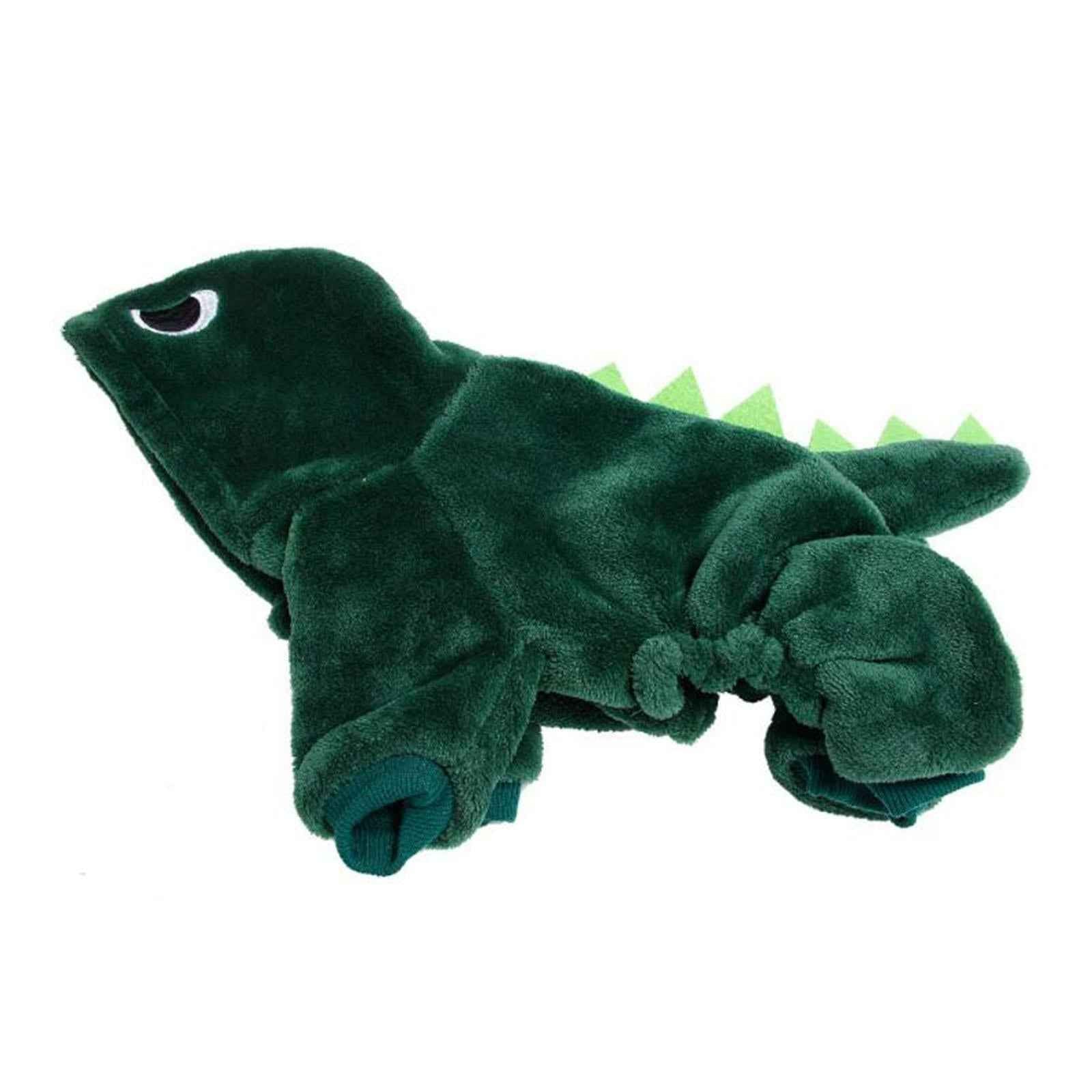 Dog Clothes Dinosaur Jumpsuits Fleece Hoodie Pajamas Jacket Cute Fancy Dress Dark Green S