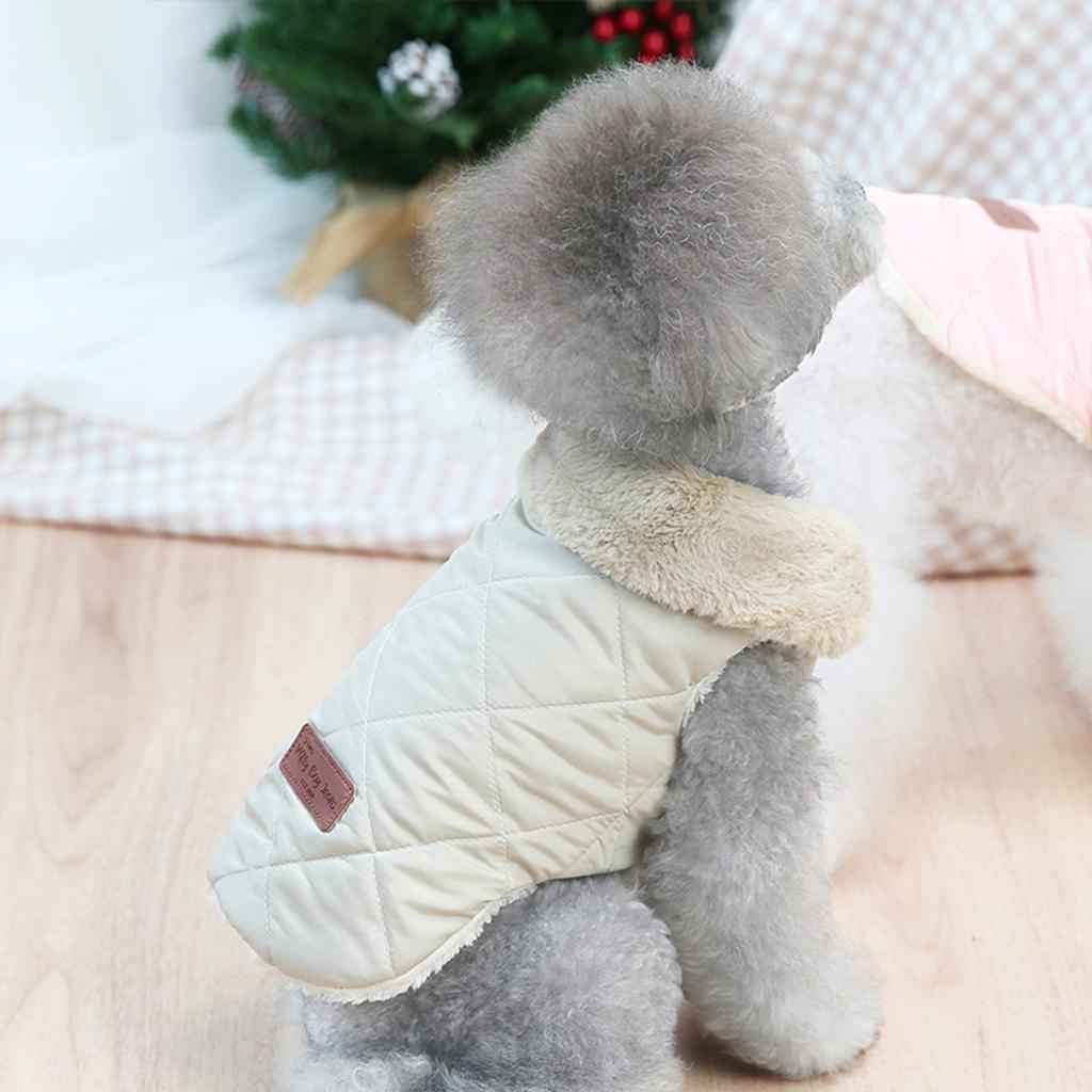 Autumn Winter Padded Vest Dog Jacket Pet Clothes Warm Supplies Beige L
