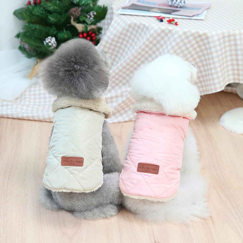 Autumn Winter Padded Vest Dog Jacket Pet Clothes Warm Supplies Beige L