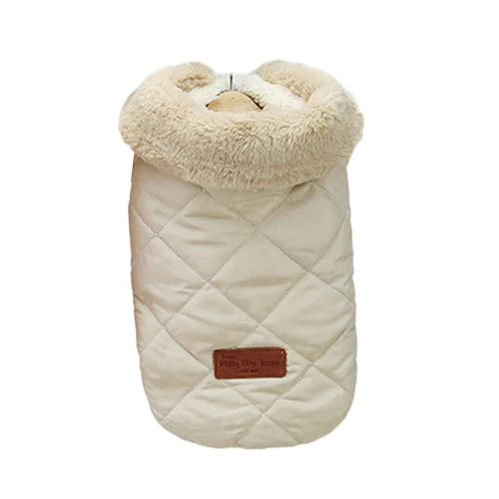 Autumn Winter Padded Vest Dog Jacket Pet Clothes Warm Supplies Beige L