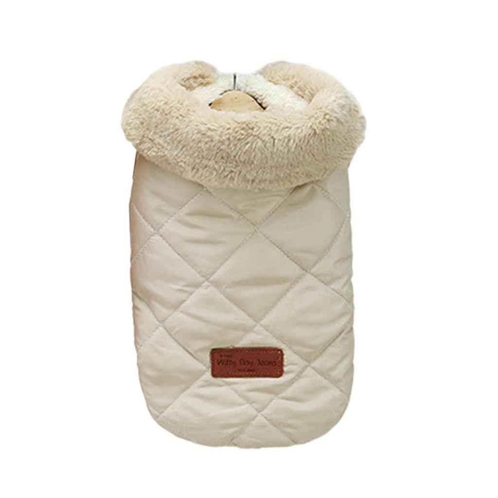 Autumn Winter Padded Vest Dog Jacket Pet Clothes Warm Supplies Beige L
