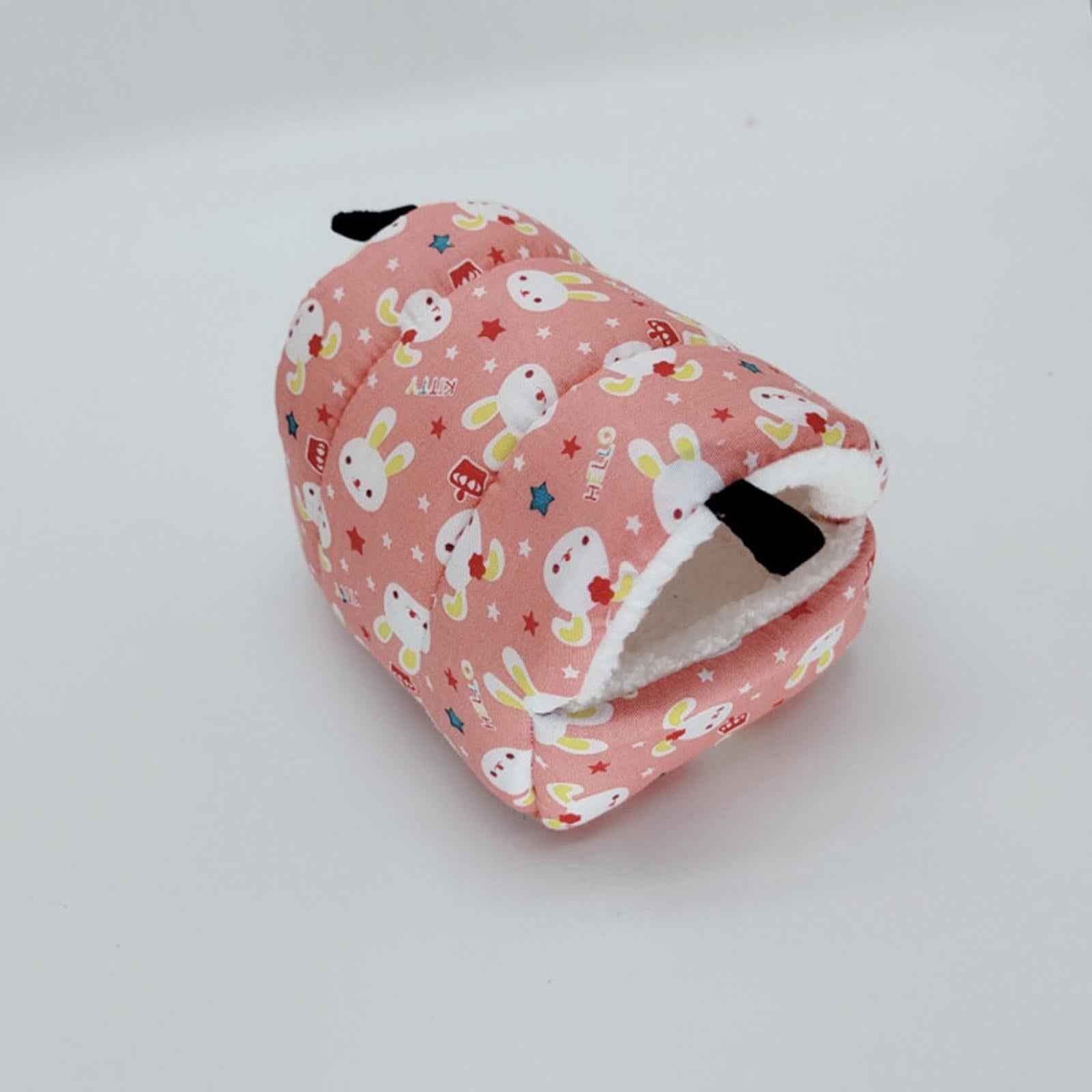 Guinea Pig Bed Cave Cozy Hamster House Rest Nest Pink Cartoon Pattern