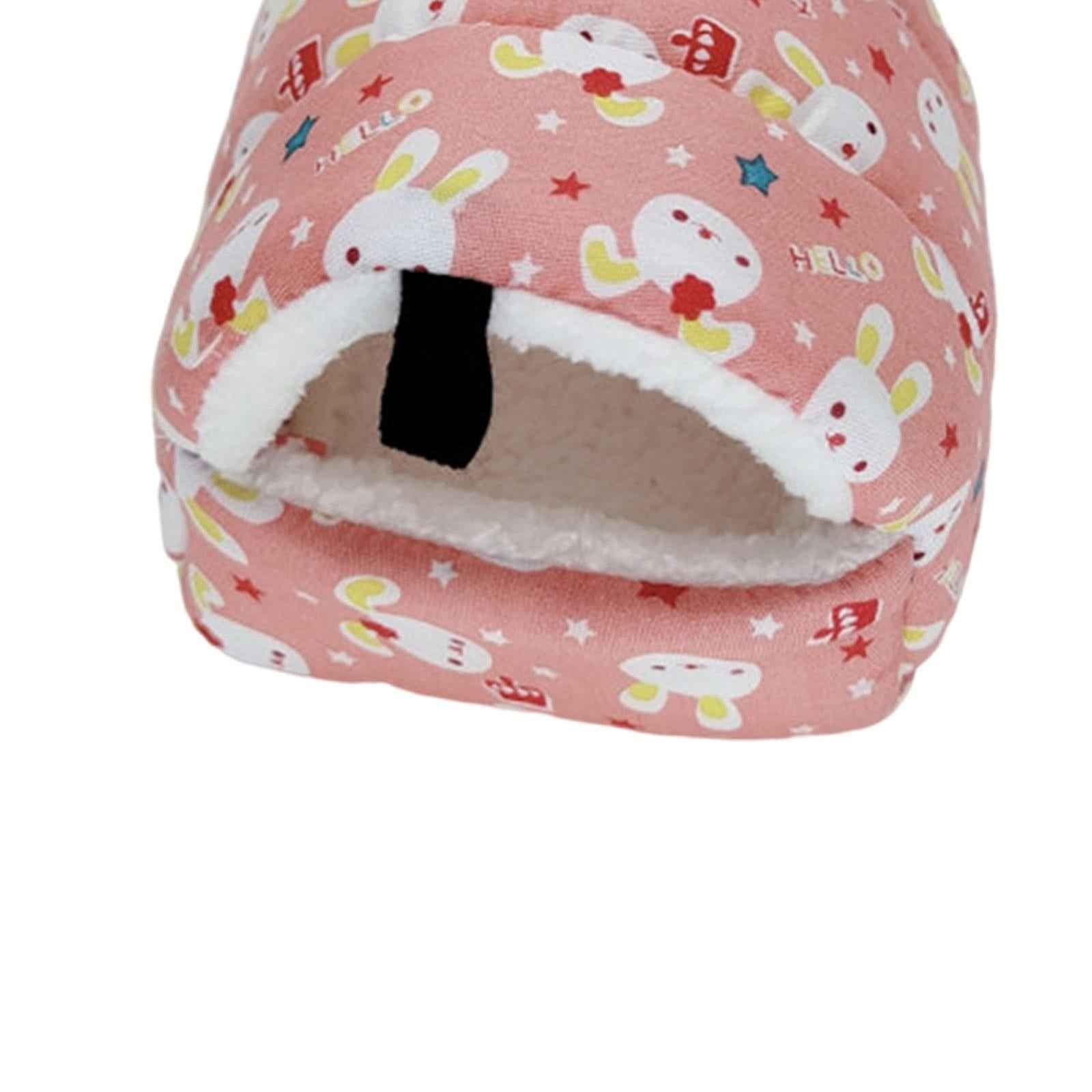 Guinea Pig Bed Cave Cozy Hamster House Rest Nest Pink Cartoon Pattern