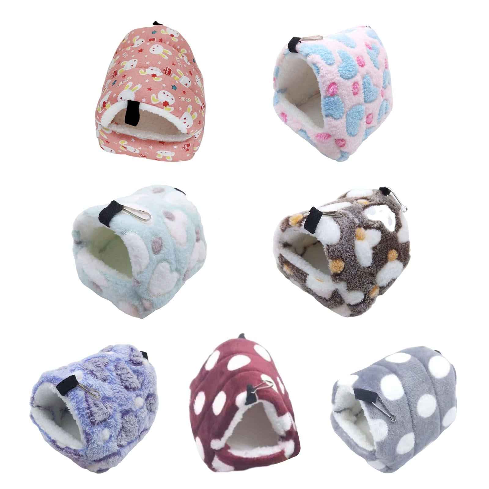 Guinea Pig Bed Cave Cozy Hamster House Rest Nest Pink Cartoon Pattern