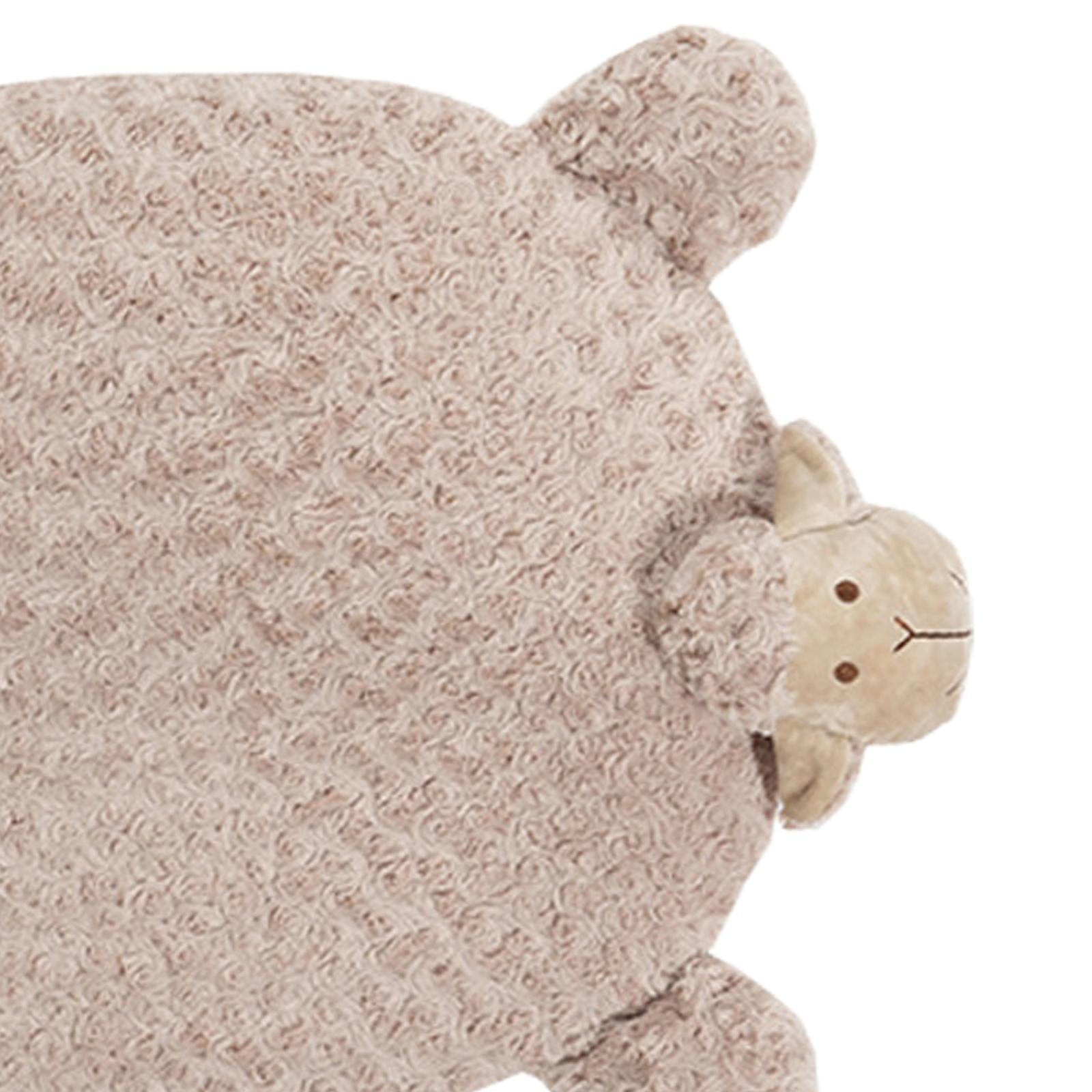 Cat Bed Washable Entry Pad Faux Fur Cozy Sheep Shaped Pet Mat for Floor Milk Tea Color