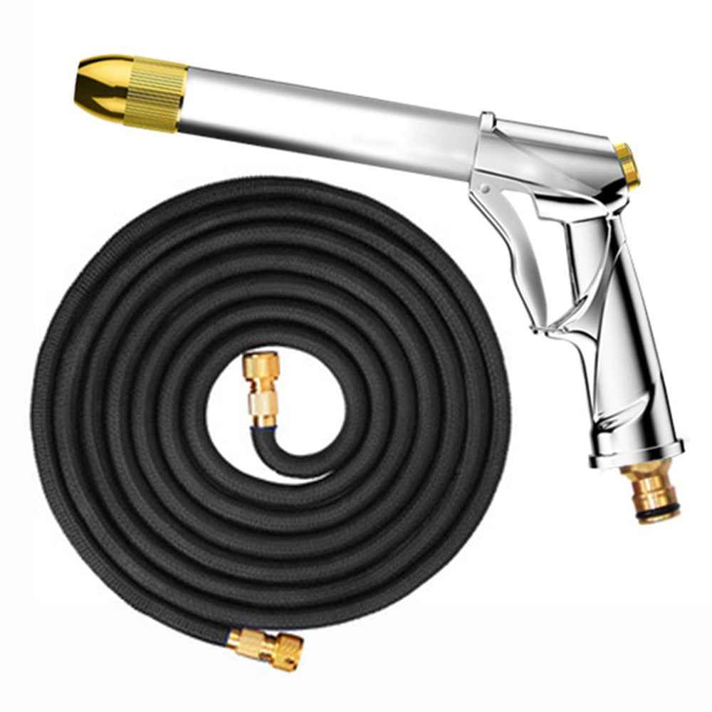 SUITU R-2383 15m Pure-Copper Nozzle + Aluminum Alloy Body High Pressure Water Pipe Sprayer Gun Set for Car Washing/Outdoor/Gardening/Pets Shower - Silver