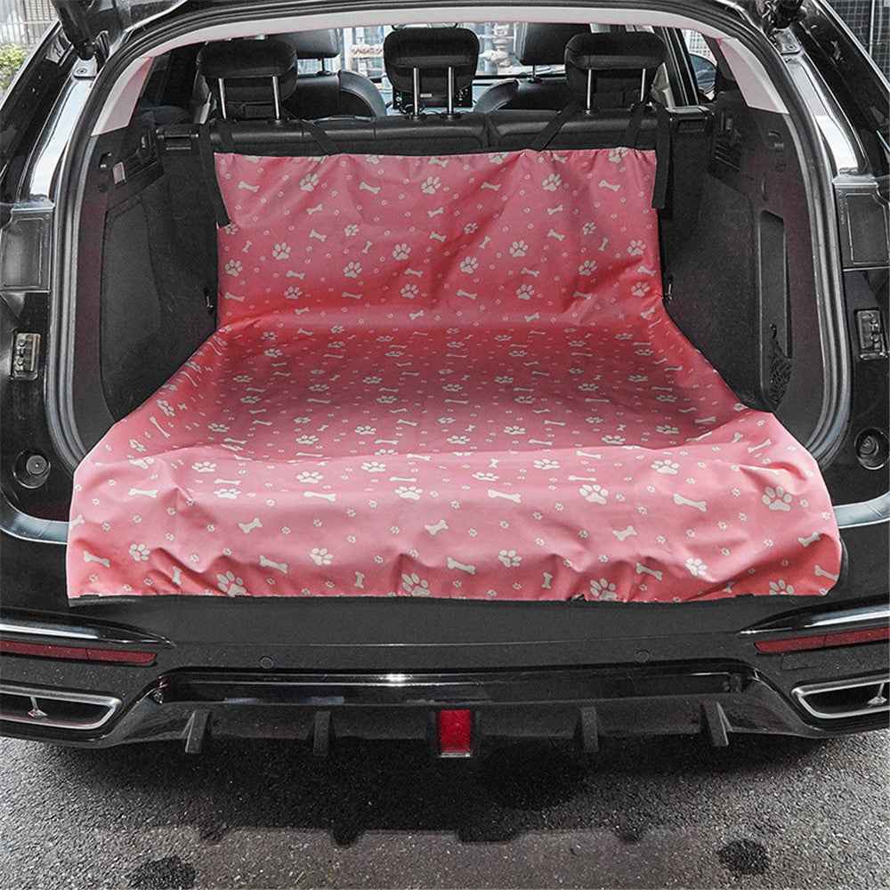 TG-PCU009 Waterproof Car Trunk Rear Back Seat Cover Pet Dog Seat Mat Protector Hammock Pad Liner - Pink / Claw