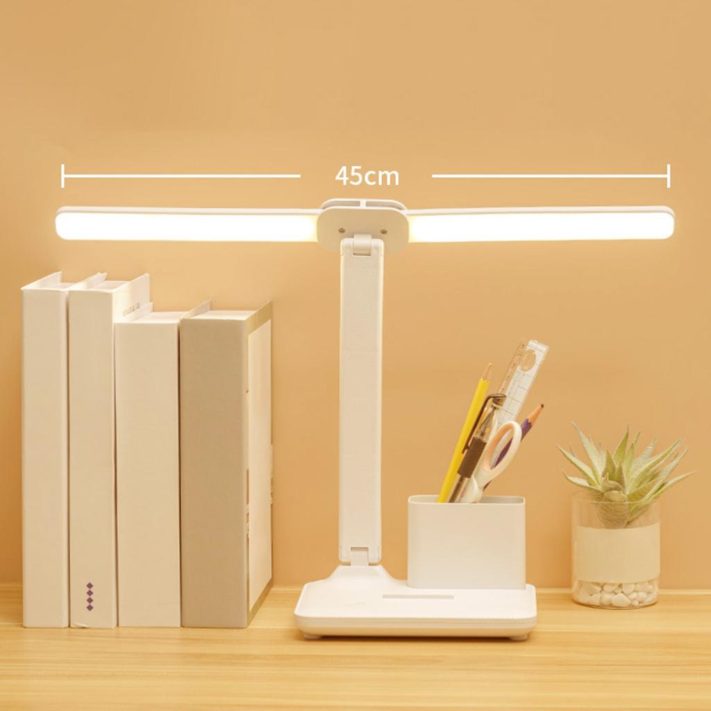 Desk Lamp table lights LED Double Head with Pen Holder Study Room Bedside