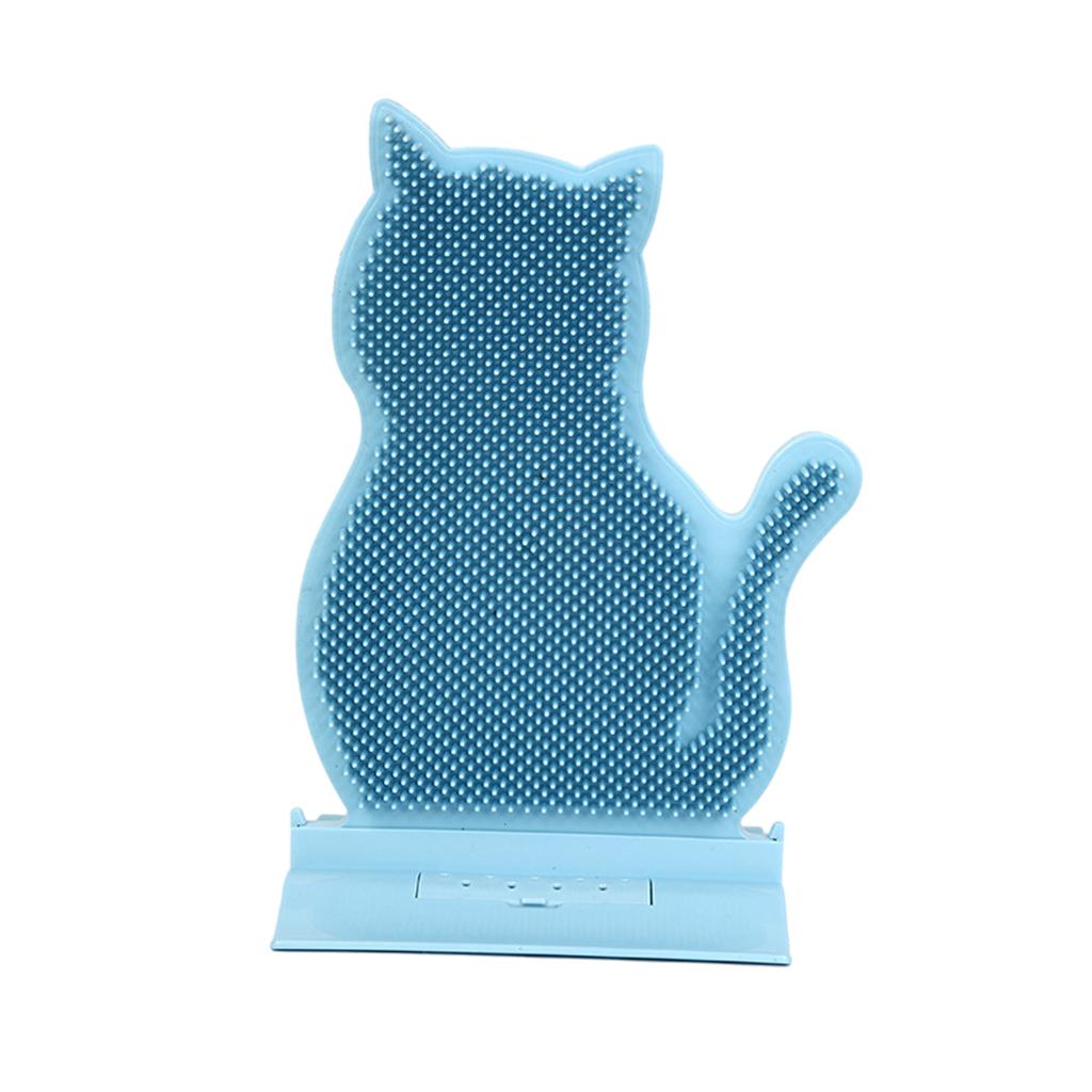 Cat Self Groomer Brush Wall Corner Grooming Massage Tickling Comb Blue