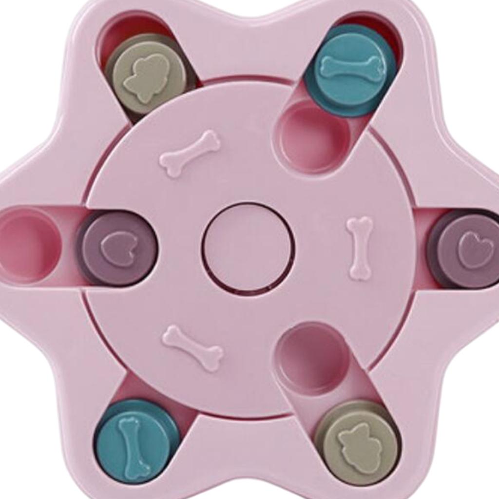 Dog Food Feeder Pet Puzzle Activity Toys Game Training Bowl Interactive Play Snowflake Pink