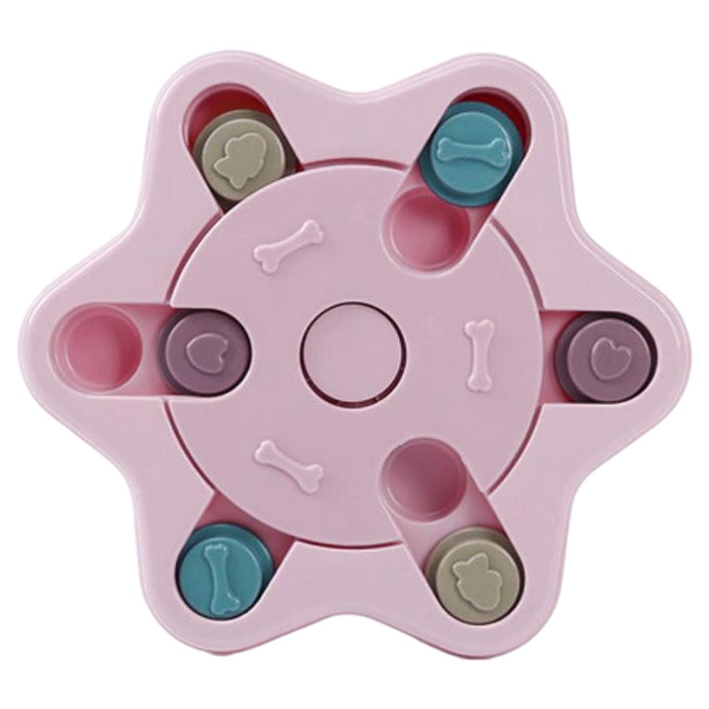 Dog Food Feeder Pet Puzzle Activity Toys Game Training Bowl Interactive Play Snowflake Pink