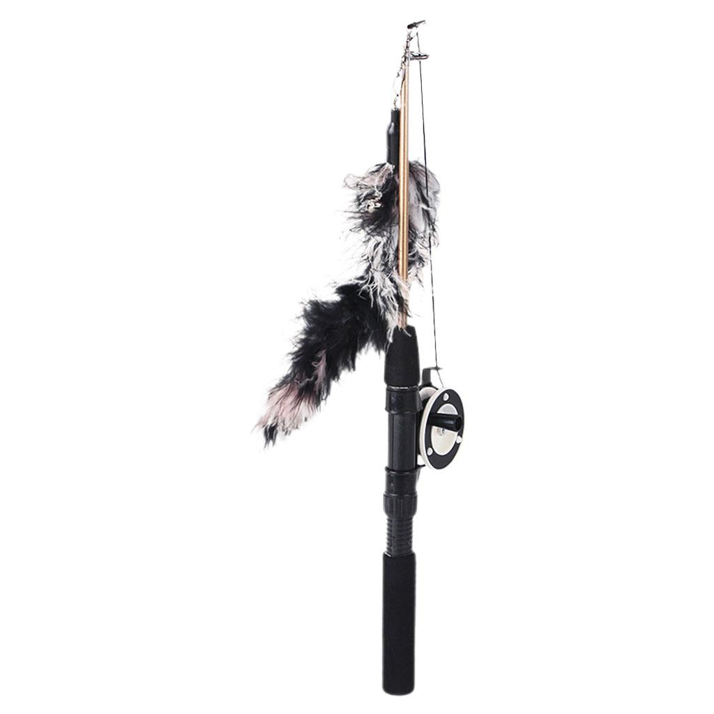 Colorful Funny Cat Stick Training Teething Rod Pet Wand Toys Black Bar